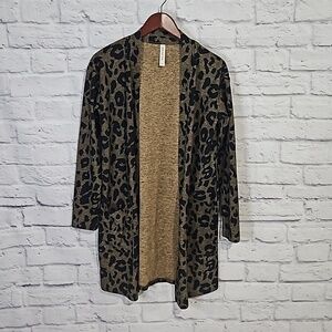 Tickled Teal leopard print duster cardigan